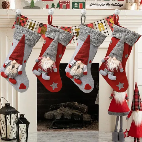 Großer Nikolausstiefel 3D Wichtel Dekoration Weihnachtsbaum Hängende Süßigkeiten Geschenktüte Für Haus Party Ornament
