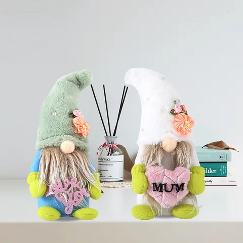 Handcrafted Mother's Day Gnomes Plush Faceless Doll Nordic Scandinavian Tomte Gnome MUM Heart Ornaments For Home Party Decor
