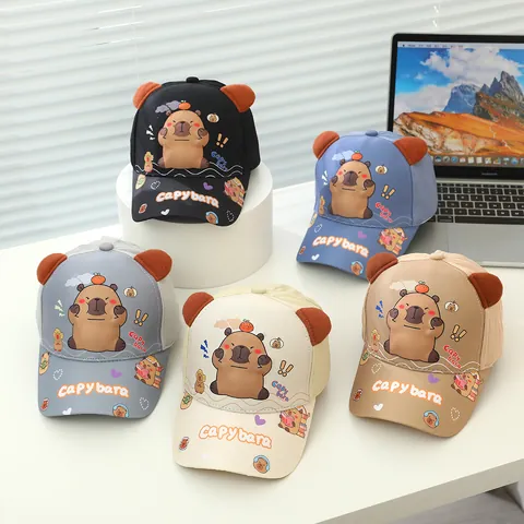 Süße Cartoon Wasserschwein Kinder Baseballkappe Mit 3D Plüsch Ohren Sonnenschutz Sonnenhut Für Kinder Jungen Mädchen Verstellbar
