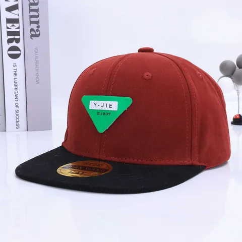 Gorra de Béisbol Hip Hop Niños Ala Plana Snapback Parche Triangular Bloque de Color Para Niños Niñas