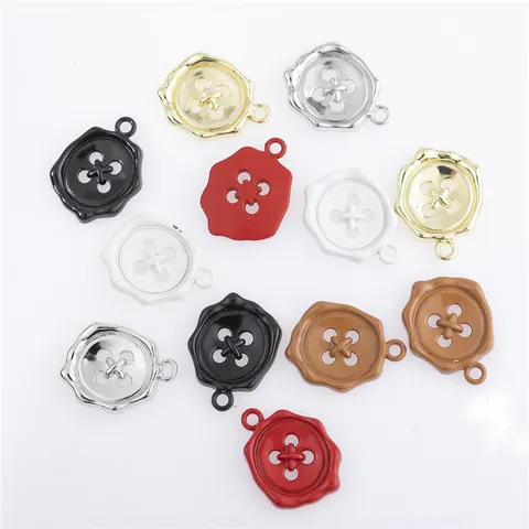 Vintage Zegellak Stijl Legering Knop Hangers Voor DIY Sieraden Maken Gemengde Kleuren Emaille Bedeltjes Voor Ketting Armband Oorbel Accessoires