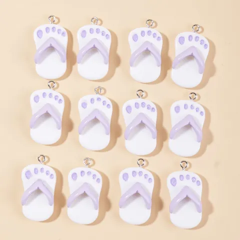 Miniature Simulation Flip Flop Charms Resin Slipper Pendants With Metal Ring For DIY Earring Keychain Phone Case Decoration Craft Supplies