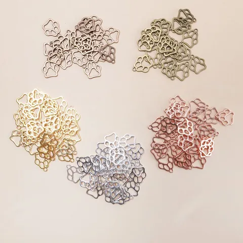 Alloy Hollow Animal Paw Print Charms Pendants For DIY Jewelry Making Bracelet Necklace Handcraft Paw Print Components