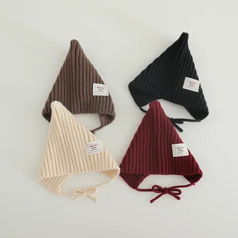 Gorro de Punto para Bebé Invierno Cálido Sombrero de Bruja Elfo para Niños Pequeños Niños Niñas Color Sólido Gorra de Ganchillo Suave Con Pompon y Lazos