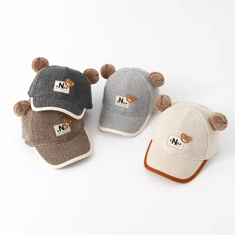 Kids Winter Sherpa Baseball Cap Cute Teddy Bear Ears Warm Fleece Hat For Toddlers Boys Girls Outdoor Windproof Headwear