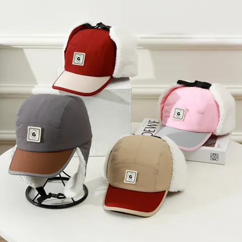 Kids Winter Trapper Hat Windproof Ear Protection Faux Sherpa Lined Warm Leifeng Cap Cotton Blend Pilot Hat For Boys Girls