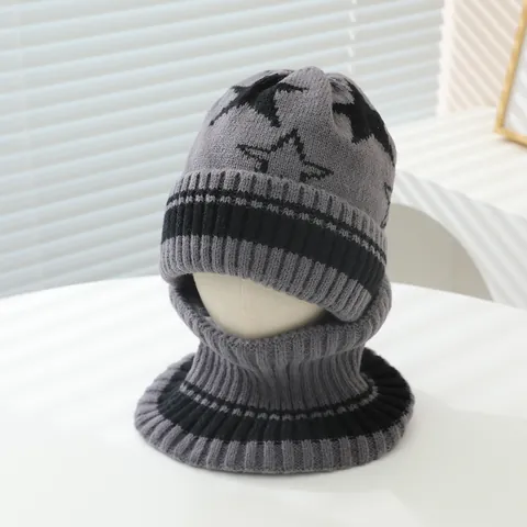 Set Berretto In Maglia Invernale E Scaldacollo Per Bambini Con Motivo A Stelle Antivento Caldo Poliestere Jacquard Berretto Per Ragazzi Ragazze