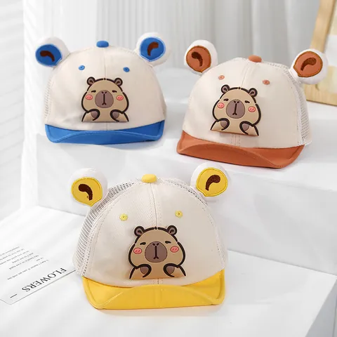 Baby Mesh Baseballkappe Cartoon Wasserschwein Stereoskopische Ohren Atmungsaktiv Sommer Sonnenschutz Weiche Krempe Hut Für Kleinkinder
