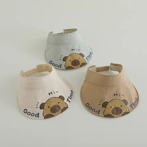 Children's Summer Quick Dry Sun Visor Wide Brim Hat With Cute Cartoon Animal Print Breathable Sun Protection Visor For Kids