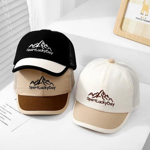 Casquette de Baseball en Maille pour Enfants Chapeau Trucker Respirant Garçons Filles Protection Solaire Extérieure Broderie Montagne Sport Réglable