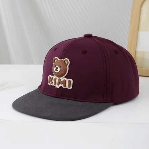 Kids Baseball Cap Cotton Blend 3D Cartoon Bear Patchwork Hip Hop Flat Brim Hat For Boys Girls Sun Protection KIMI