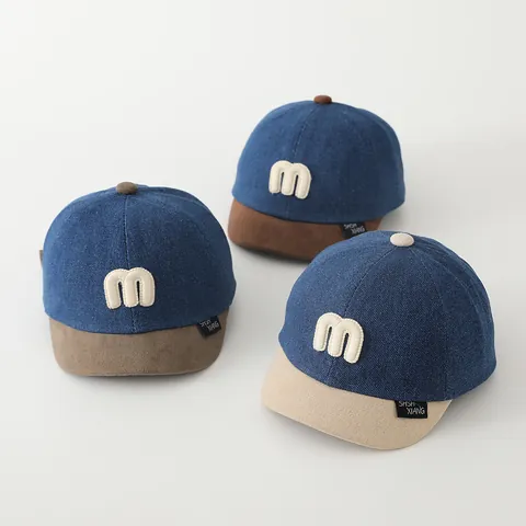 Kinder Denim Patchwork Baseballkappe Mit Buchstaben M Stickerei Verstellbarer Sonnenschutz Kleinkinder Jungen Mädchen Hip Hop Hut