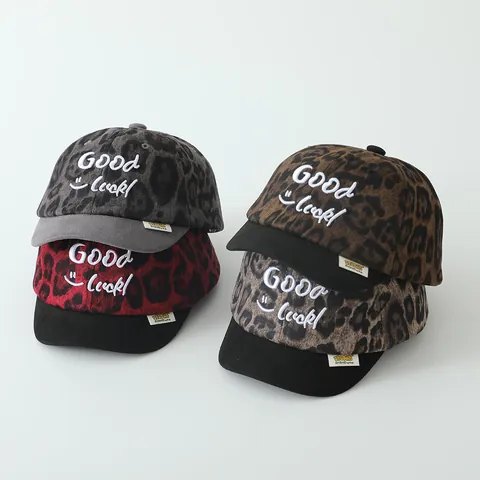 Casquette de Baseball pour Enfants Imprimé Léopard Mélange de Coton Chapeau de Broderie Chaud pour Garçons Filles Automne Hiver Mode Couvre-chef