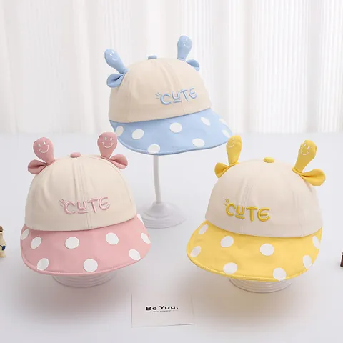 Kinder Kleinkind Baby Sonnenhut Baumwollmischung Anglerhut Breite Krempe Punktmuster 3D Ohren Stickerei Sommer Outdoor Strand Zubehör