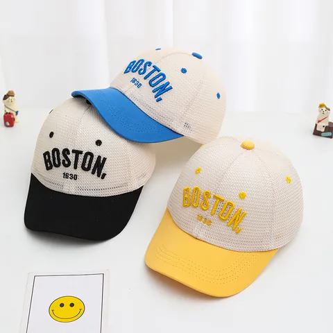 Kinderen Mesh Trucker Pet Ademend BOSTON Borduurwerk Verstelbare Baseballpet Voor Jongens Meisjes Zomer Zonbescherming Pet