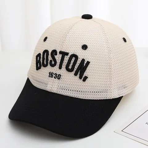 Kinderen Mesh Trucker Pet Ademend BOSTON Borduurwerk Verstelbare Baseballpet Voor Jongens Meisjes Zomer Zonbescherming Pet