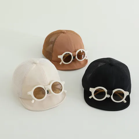 Baby Mesh Baseballkappe Mit Dekorative Brille Atmungsaktiv Sonnenhut Für Kleinkinder Kleinkind Outdoor Kurzarm Trucker Hut