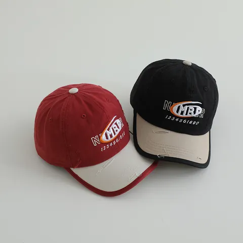 Gorra de Béisbol Vintage para Niños con Bloques de Color Bordada con Números y Letras Sombrero de Sol para Niños y Niñas Pequeños Mezcla de Algodón Ajustable