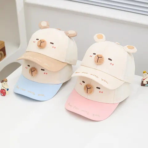 Berretto da Baseball in Rete per Bambini Simpatico Orso Cartone Animato Cappello Protezione Solare Ragazzi Ragazze Traspirante All'aperto