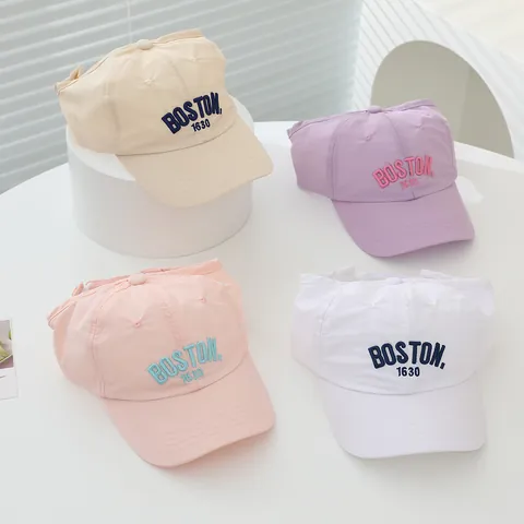 Cappello da Sole per Bambini Open Top ad Asciugatura Rapida Coda di Cavallo Berretto da Baseball BOSTON 1630 Ricamo Regolabile Estate