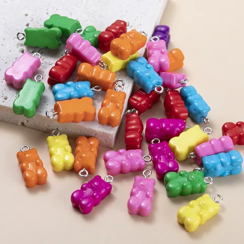 Colorful 3D Resin Gummy Bear Charms With Metal Loop For DIY Necklace Earring Keychain Jewelry Making Handicraft Accessories