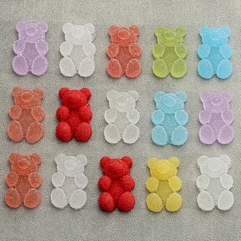 Mini Polymer Clay Gummy Bear Charms Mixed Colors Sugar Coated Bear Cabochons For DIY Crafts Phone Case Decor Jewelry Making