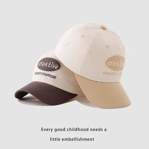 Kinder Baseballkappe Farbblock Schirmmütze Buchstabenstickerei Sonnenschutz Baumwollmischung Street Hip Hop Stil Hut Für Jungen Mädchen Kinder