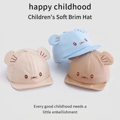 Baby Honkbalpet Met Zachte Rand Schattige Cartoon Kattenoren Zonnehoed Voor Baby's Peuters Katoen Ademende Pet Met Klep