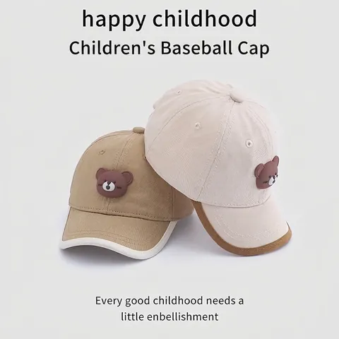 Berretto da Baseball per Bambini con Orso Cartone Animato in Cotone Protezione Solare per Ragazzi Ragazze 1-4 Anni