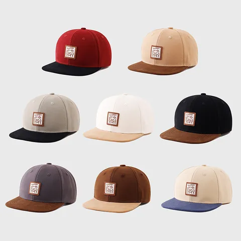 Gorra de Béisbol para Niños Ala Plana Algodón Patchwork Snapback Lucky Oso Hip Hop Streetwear Sombrero para Niños Niñas