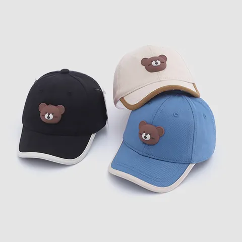 Berretto da Baseball per Bambini con Orso Cartone Animato in Cotone Protezione Solare per Ragazzi Ragazze 1-4 Anni