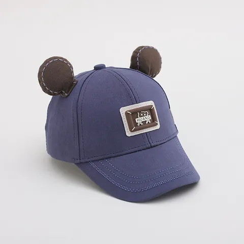 Gorra de Béisbol para Niños con Orejas de Oso Sombrero de Sol para Niños Parche de Dibujos Animados Mezcla de Algodón