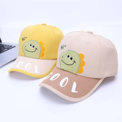 Casquette de Baseball Dinosaure de Dessin Animé pour Enfants Chapeau en Coton Contrasté Protection Solaire pour Garçons Filles Réglable