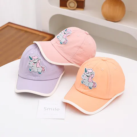 Gorra de Béisbol de Secado Rápido para Niños Bordado de Unicornio Lentejuelas Protección Solar Ajustable Sombrero de Verano