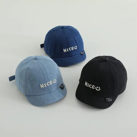 Kids Denim Baseball Cap Vintage Embroidery Boston Letter M Nice 1983 Short Brim Cotton Sun Hat For Baby Boys Girls