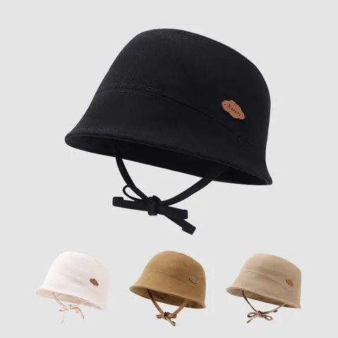 Kids Bucket Hat With Windproof Strap Sun Shade Fisherman Hat Cloud Label Cotton Blend For Boys Girls Toddler Outdoor Sun Protection