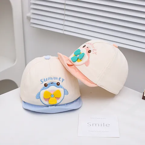 Baby Baseball Cap Cartoon Animal Embroidery Propeller Decoration Summer Sun Shade Hat Toddler Breathable Cotton Blend