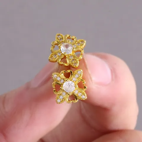 Vintage Kupfer Zirkonia Kleeblatt Kreuz Ohrstecker Elegante Mikro Inlay Blumen Ohrringe Für Damen Luxus Mode Schmuck