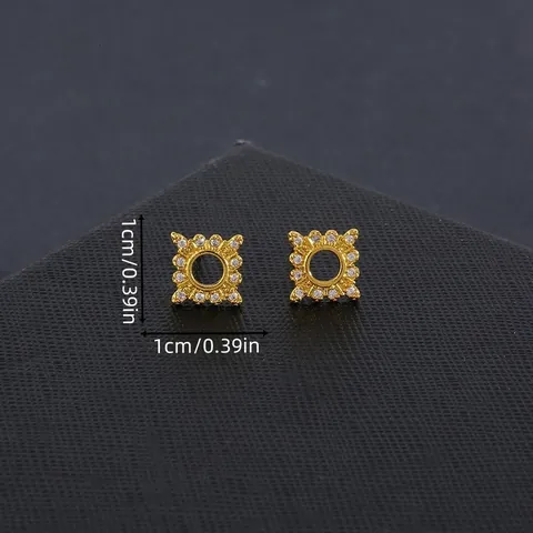 Geometrische Quadratische Strahlende Zirkonia Ohrstecker Für Damen Leichter Luxus Kupfer Hohle Sonnenblume Design Modeschmuck Geschenk