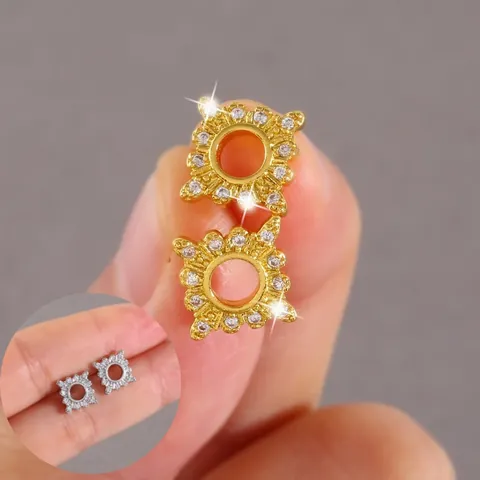Geometrische Quadratische Strahlende Zirkonia Ohrstecker Für Damen Leichter Luxus Kupfer Hohle Sonnenblume Design Modeschmuck Geschenk