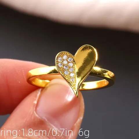 Asymmetric Heart Copper Ring Micro Inlaid Zirconia Gold Silver Plated Elegant Fashion Finger Ring Jewelry Gift For Women