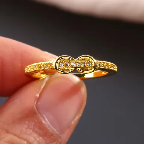 Minimalist Infinity Ring With Micro Inlaid Zirconia Copper Gold Silver Plated Fashion Ring For Women Valentine Gift Jewelry