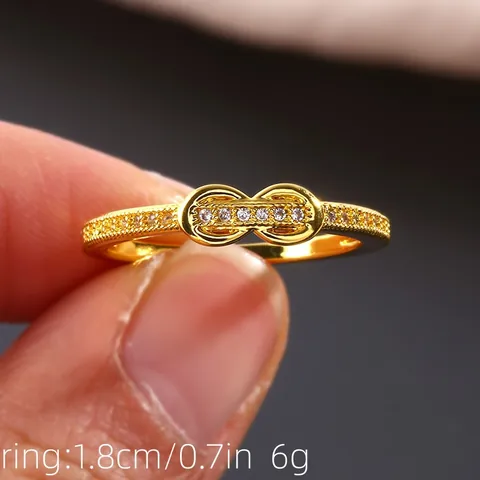 Minimalist Infinity Ring With Micro Inlaid Zirconia Copper Gold Silver Plated Fashion Ring For Women Valentine Gift Jewelry