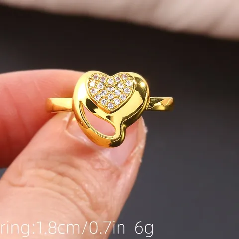 Copper Zirconia Double Heart Ring For Women Gold Silver Plated Elegant Micro Paved Heart Ring Valentine's Day Jewelry Gift