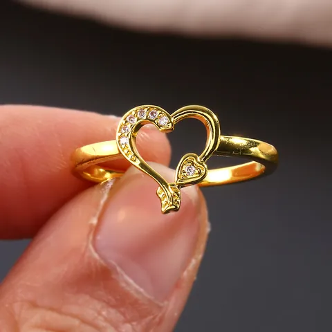 Elegant Copper Micro Inlaid Zirconia Double Heart Ring For Women Luxury Niche Design Gold Silver Plated Jewelry Gift