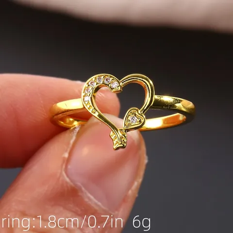 Elegant Copper Micro Inlaid Zirconia Double Heart Ring For Women Luxury Niche Design Gold Silver Plated Jewelry Gift