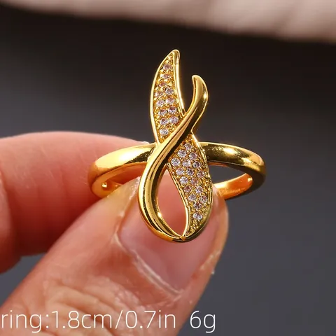 Elegant Infinity Symbol Intertwined Pave Zirconia Copper Ring Gold Silver Plated Open Adjustable Ring For Women Jewelry Gift