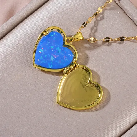 Gold Plated Copper Heart Locket Necklace For Women Zircon Tree Of Life Openable Photo Frame Pendant Jewelry Gift