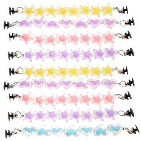 Acrylic Jelly Heart Star 3D Shoe Charms Chains For Clogs Decoration Accessories For Sandals Women Kids Jewelry Gift
