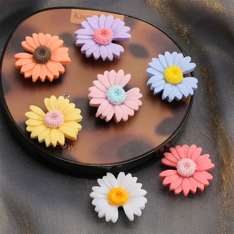 Colorful Daisy Resin Shoe Charms Mixed Candy Colors Floral DIY Decorative Buckles For Clogs Sandals Bracelets Accessories
